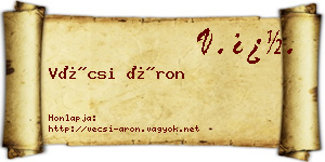 Vécsi Áron névjegykártya